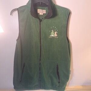 Colorado Timberline Outerwear Green Fleece Vest Winter Friends Embroidered Zip
